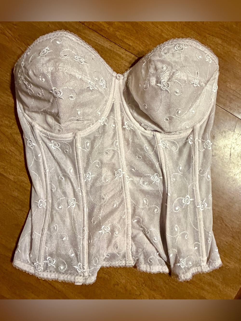 Lace Corset Bustier Bra Top White Ivory Bridal Cottagecore 34F Dominique Colette